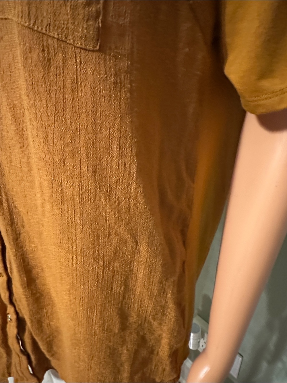 Button-Front Short Sleeve Tunic in Rust - Picture 7 of 7